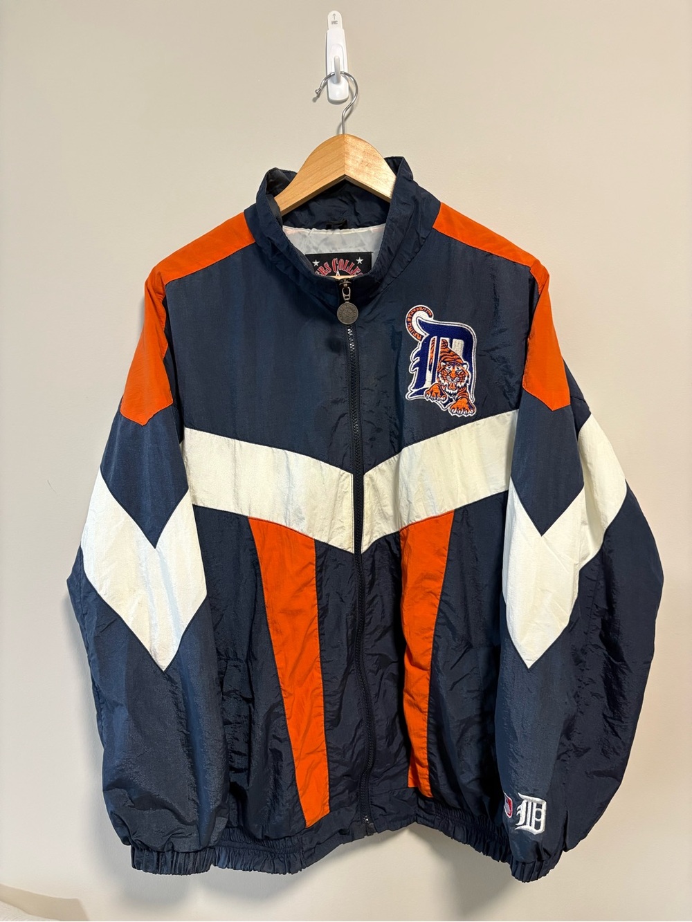 Vintage Logo MLB Detroit Tigers Big Logo Windbreaker Jacket Men’s L